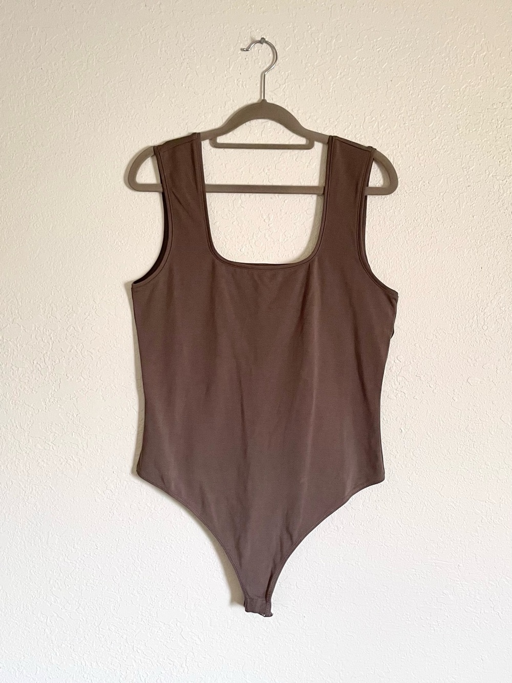 Everlane Chocolate Brown Square Neck Sleeveless Thong Bodysuit